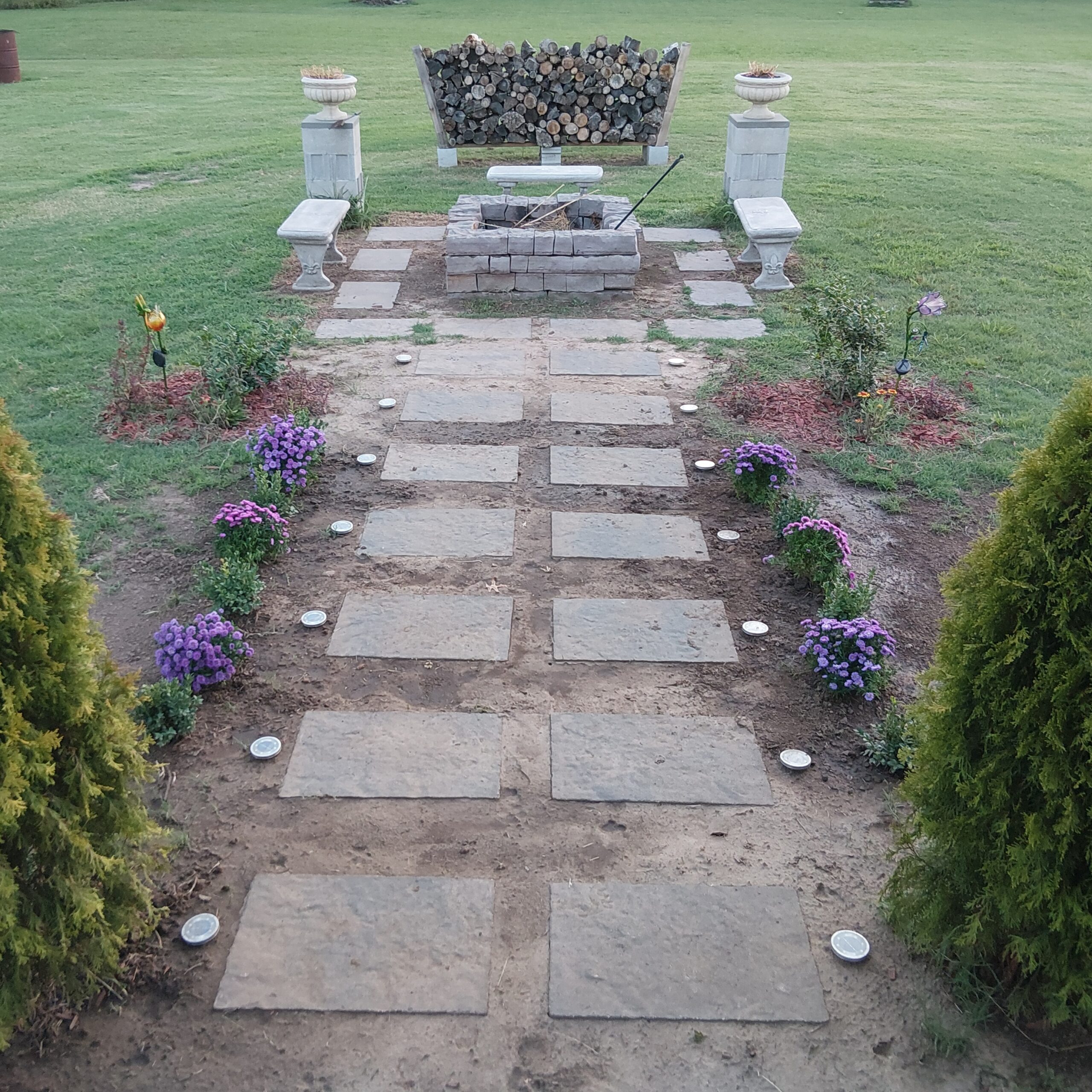 Backyard Fire Pit and Stone Walkway – Expanding Beyond Lumber